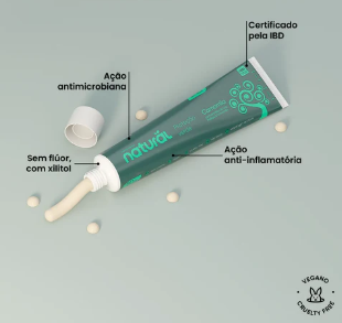 Creme Dental Natural com Extratos de Uva, Melissa e Camomila 80g