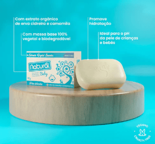 Sabonete Baby Camomila e Erva Cidreira 80g – Orgânico Natural