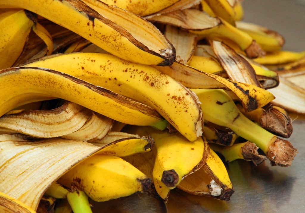 yellow banana peels just Peel to store organic waste